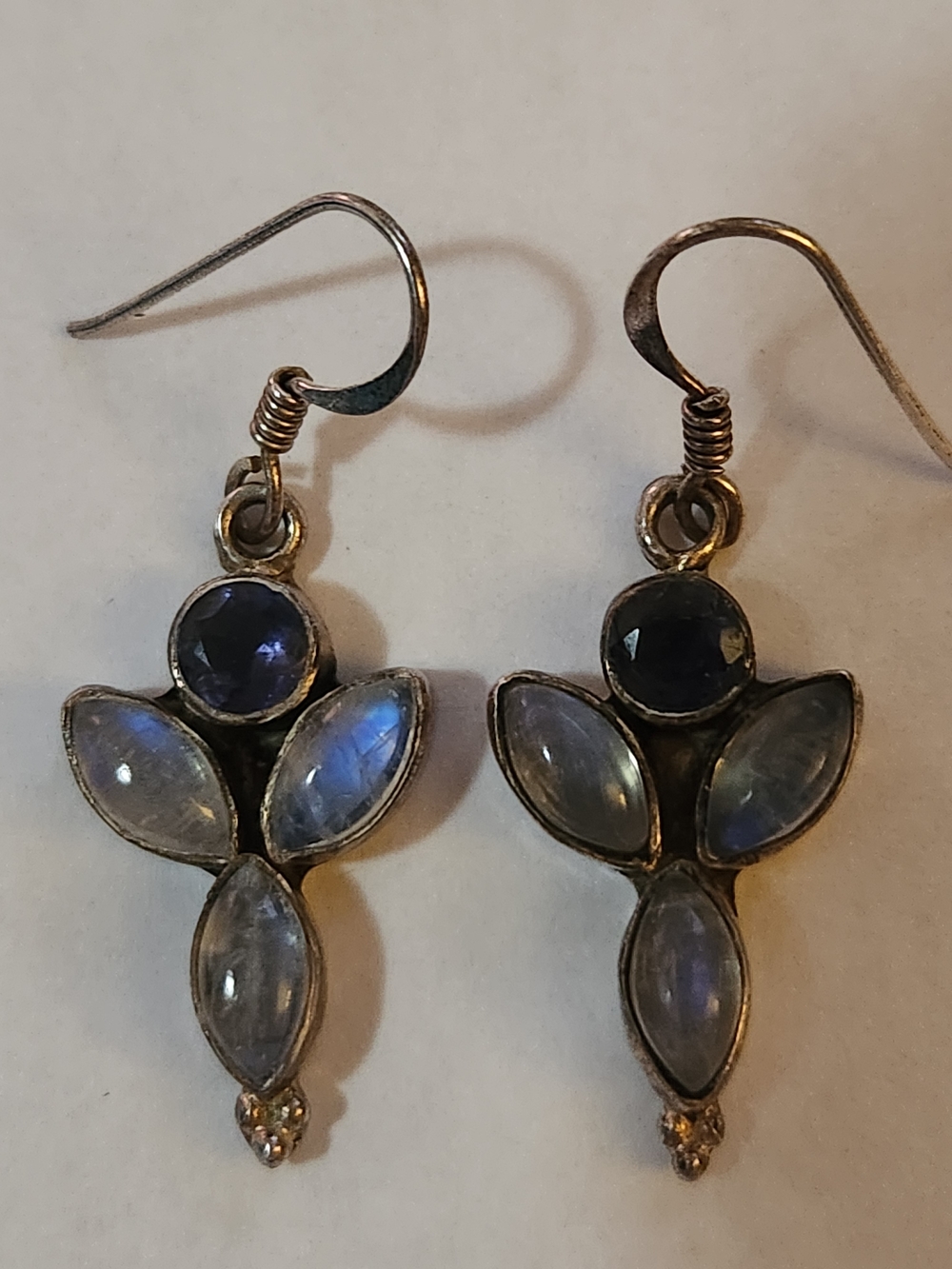 Rainbow Moonstine & Iolite Beaded Necklace with Matching Earrings - Picture 8 of 8